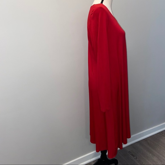 Eileen Fisher Red Medium Scoop Neck Swing Dress - Picture 3 of 5